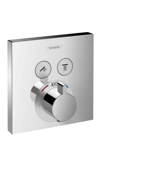hansgrohe ShowerSelect Thermostatic Trim for 2 Functions, Square, chrome