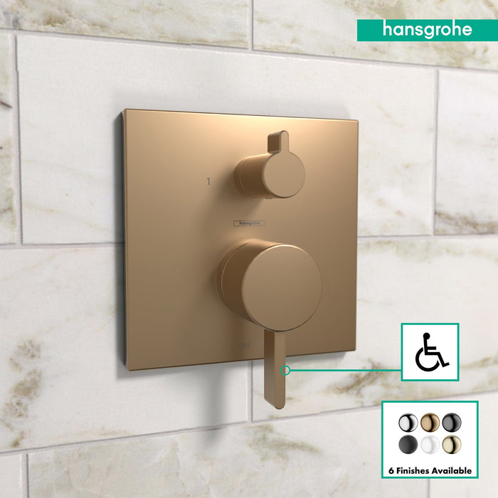 hansgrohe Ecostat Pressure Balance Trim Square with Diverter, brushed bronze - view 3