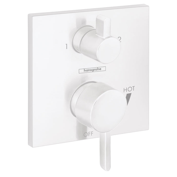 hansgrohe Ecostat Pressure Balance Trim Square with Diverter, matte white