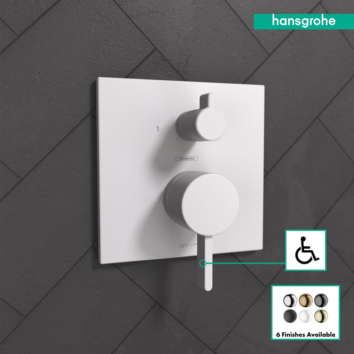 hansgrohe Ecostat Pressure Balance Trim Square with Diverter, matte white - view 3