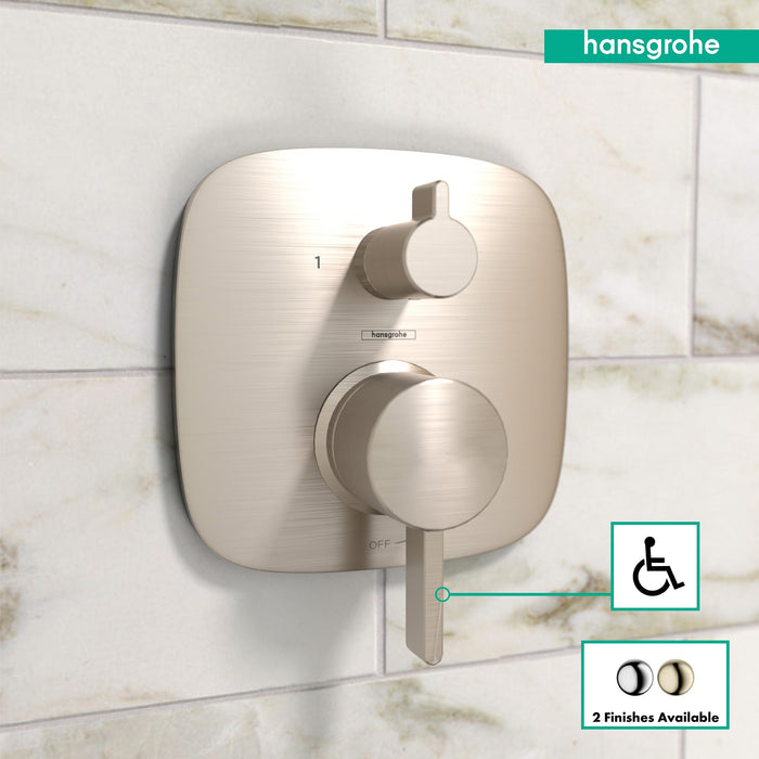 hansgrohe Ecostat Pressure Balance Trim Square with Diverter, brushed nickel - view 3