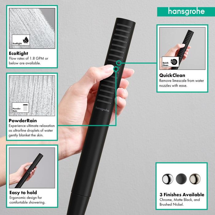 hansgrohe Pulsify S Baton Handshower 100 1-Jet, 2.5 GPM, matte black - view 2