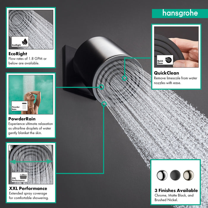 hansgrohe Pulsify S Showerhead 105 1-Jet, 2.5 GPM, matte black - view 2