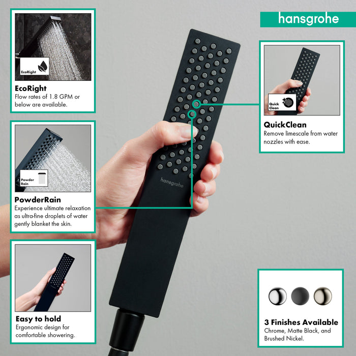 hansgrohe Pulsify E Baton Handshower 100 1-Jet, 1.75 GPM, matte black - view 3