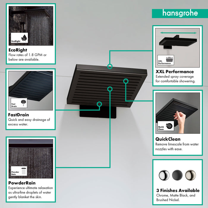 hansgrohe Pulsify E Showerhead 260 1-Jet, 2.5 GPM, matte black - view 2