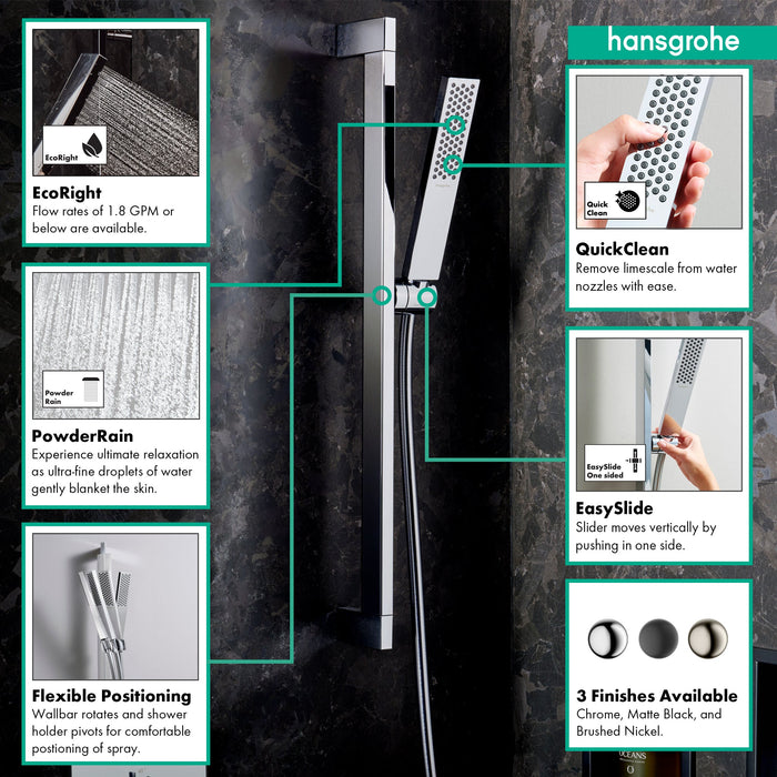 hansgrohe Pulsify E Wallbar Set 100 1-Jet 24", 2.5 GPM, chrome - view 2