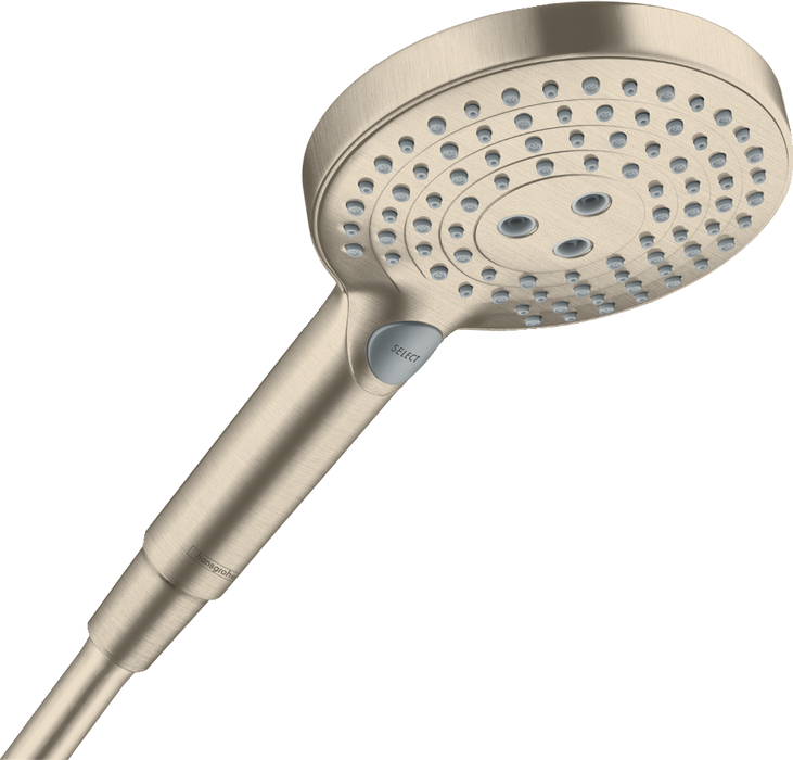 hansgrohe Raindance Select S Handshower 120 3-Jet PowderRain, 1.75 GPM, brushed nickel