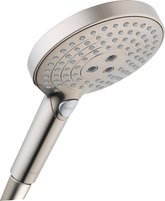 hansgrohe Raindance Select S Handshower 120 3-Jet PowderRain, 2.5 GPM, brushed nickel