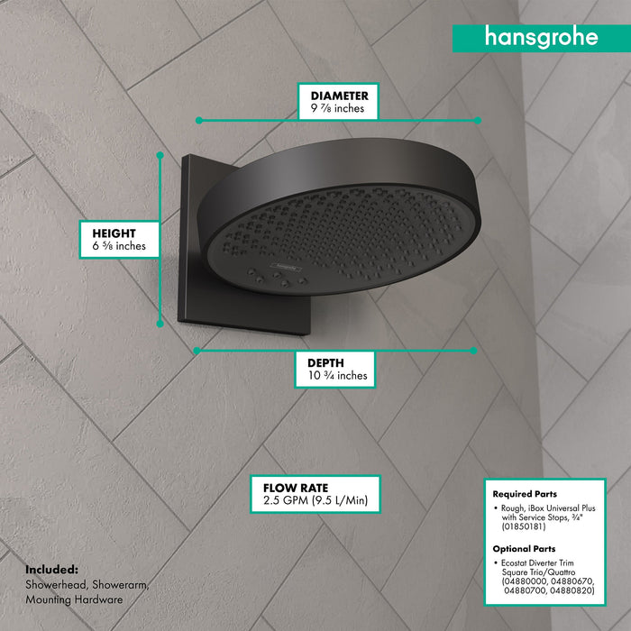 hansgrohe Rainfinity Showerhead 250 3-Jet with Wall Connector Trim, 2.5 GPM, matte black - view 4