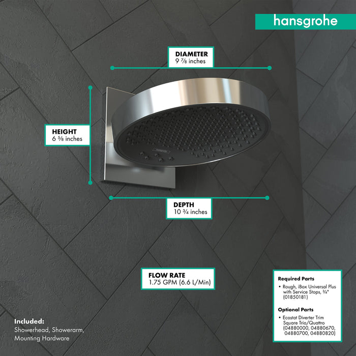 hansgrohe Rainfinity Showerhead 250 3-Jet with Wall Connector Trim, 1.75 GPM, chrome - view 4