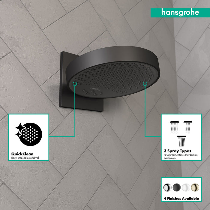 hansgrohe Rainfinity Showerhead 250 3-Jet with Wall Connector Trim, 1.75 GPM, matte black - view 3