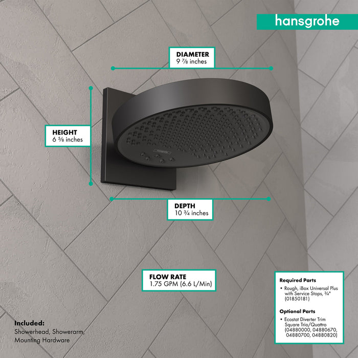 hansgrohe Rainfinity Showerhead 250 3-Jet with Wall Connector Trim, 1.75 GPM, matte black - view 4