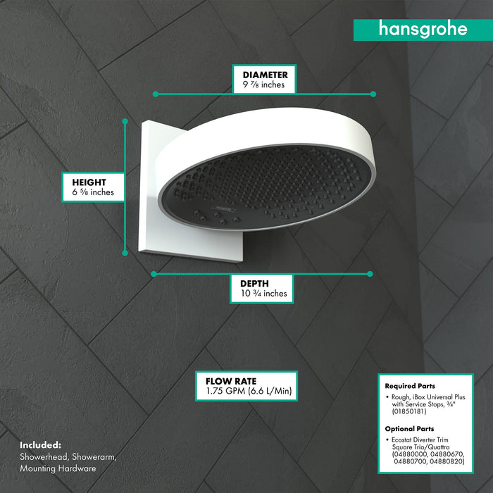 hansgrohe Rainfinity Showerhead 250 3-Jet with Wall Connector Trim, 1.75 GPM, matte white - view 4