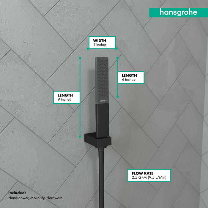 hansgrohe Rainfinity Baton Handshower 100 1-Jet, 2.5 GPM, matte black - view 4