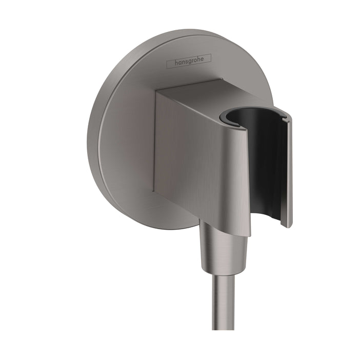 hansgrohe FixFit S Wall Outlet with Handshower Holder, brushed black chrome