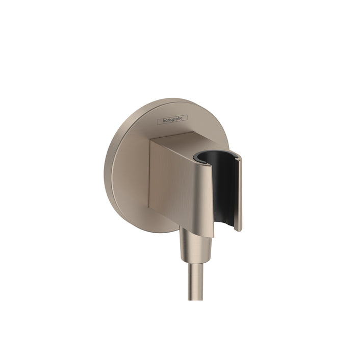 hansgrohe FixFit S Wall Outlet with Handshower Holder, brushed nickel