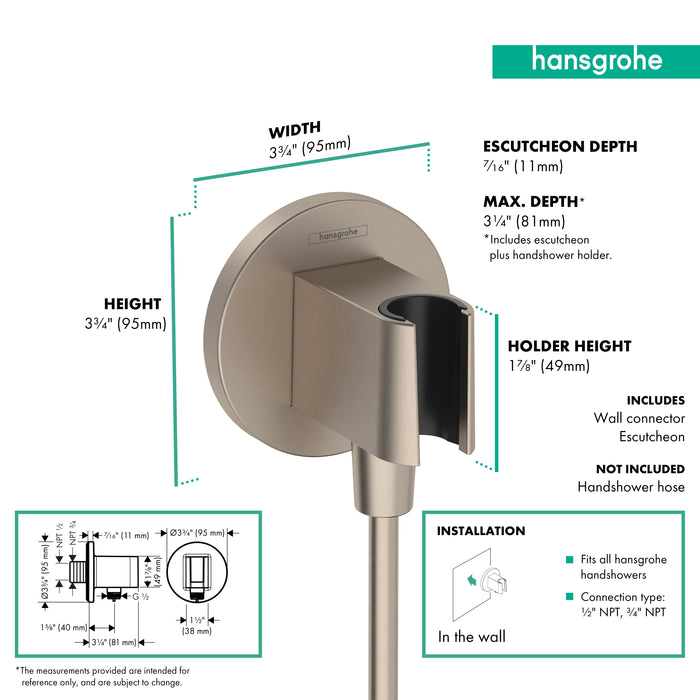hansgrohe FixFit S Wall Outlet with Handshower Holder, brushed nickel - view 2