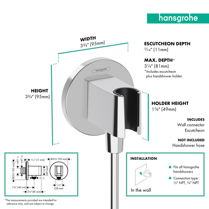 hansgrohe FixFit S Wall Outlet with Handshower Holder, chrome - view 2
