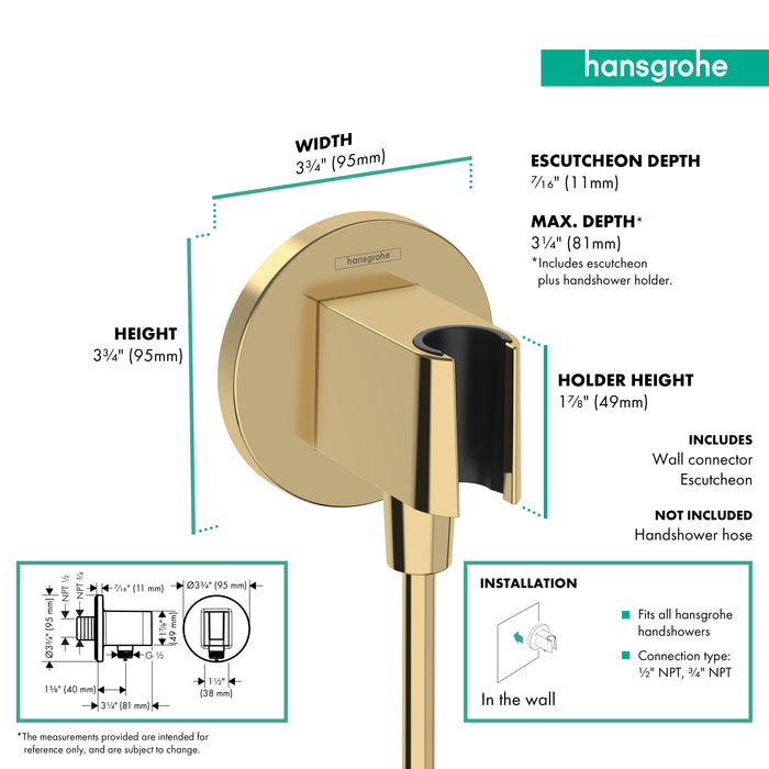 hansgrohe FixFit S Wall Outlet with Handshower Holder, polished gold optic - view 2