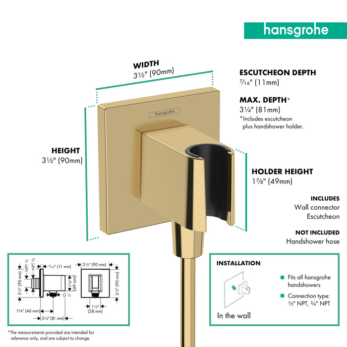 hansgrohe FixFit E Wall Outlet with Handshower Holder, polished gold optic - view 2