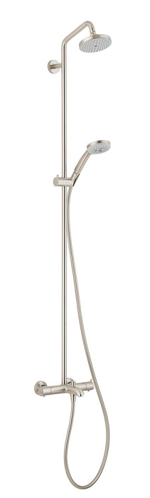 hansgrohe Croma Showerpipe 150 1-Jet with Tub Filler, 2.0 GPM, brushed nickel