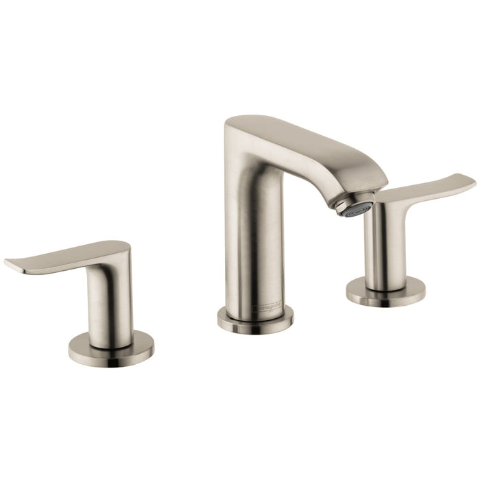 hansgrohe Metris Widespread Faucet 100 with Pop-Up Drain, 1.2 GPM, brushed nickel