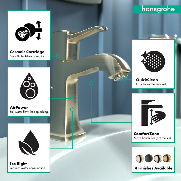 hansgrohe Metropol Classic Single-Hole Faucet 110 with Pop-Up Drain, 1.2 GPM, brushed bronze - view 3