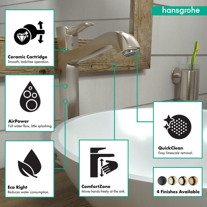hansgrohe Metropol Classic Single-Hole Faucet 260 with Pop-Up Drain, 1.2 GPM, brushed nickel - view 3