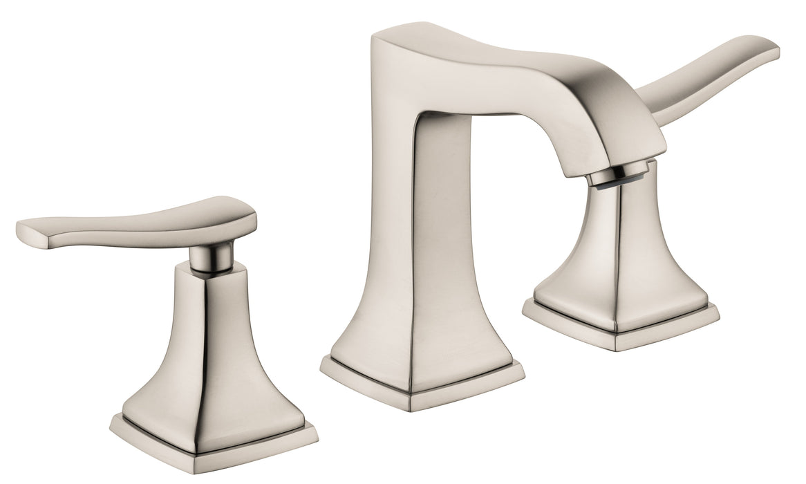 hansgrohe Metropol Classic Widespread Faucet 110 with Lever Handles and Pop-Up Drain, 1.2 GPM, brushed nickel