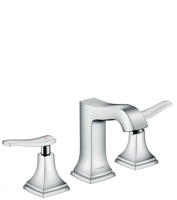 hansgrohe Metropol Classic Widespread Faucet 110 with Lever Handles and Pop-Up Drain, 1.2 GPM, chrome