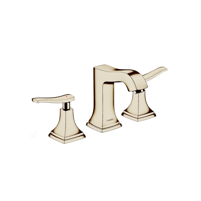 hansgrohe Metropol Classic Widespread Faucet 110 with Lever Handles and Pop-Up Drain, 1.2 GPM, polished nickel