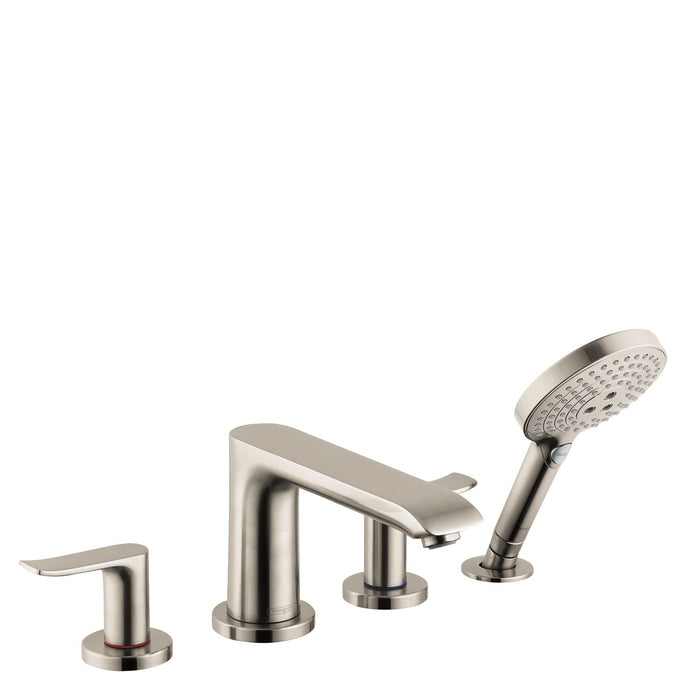 hansgrohe Metris 4-Hole Roman Tub Set Trim with 1.75 GPM Handshower, brushed nickel