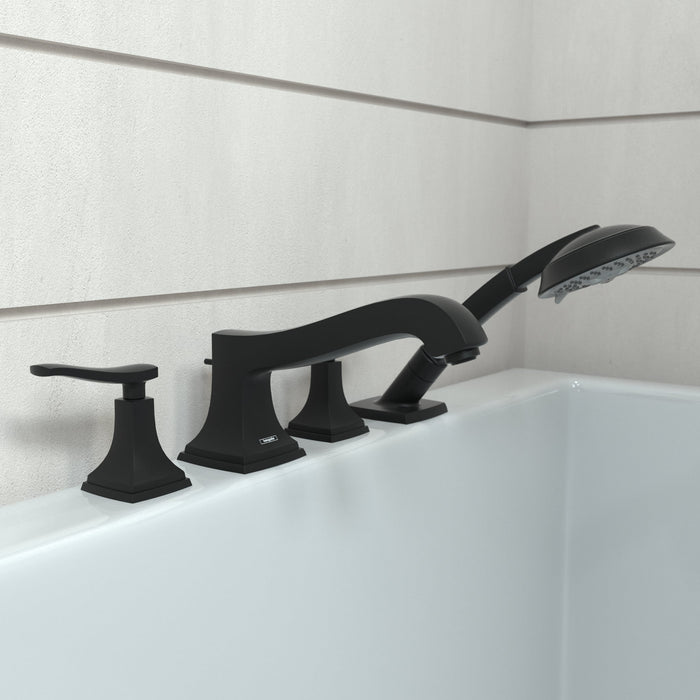 hansgrohe Metropol Classic 4-Hole Roman Tub Set Trim with Lever Handles and 1.8 GPM Handshower