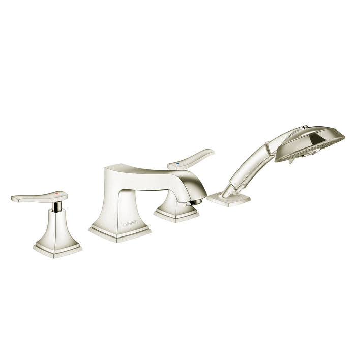 hansgrohe Metropol Classic 4-Hole Roman Tub Set Trim with Lever Handles and 1.8 GPM Handshower