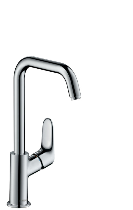 hansgrohe Focus Single-Hole Faucet 240 with Swivel Spout and Pop-Up Drain, 1.2 GPM, chrome
