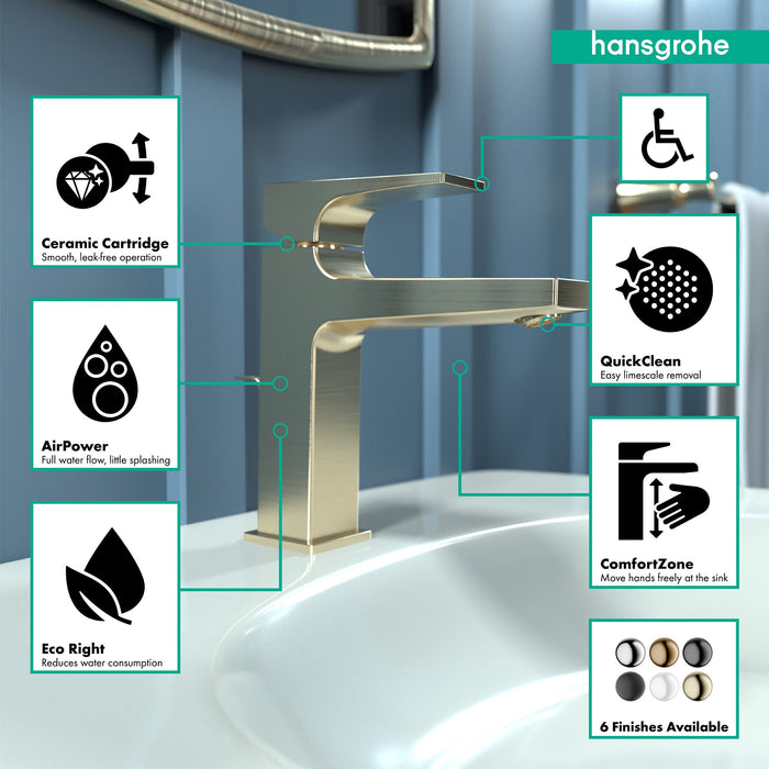 hansgrohe Metropol Single-Hole Faucet 110 with Lever Handle and Pop-Up Drain, 1.2 GPM, brushed bronze - view 3