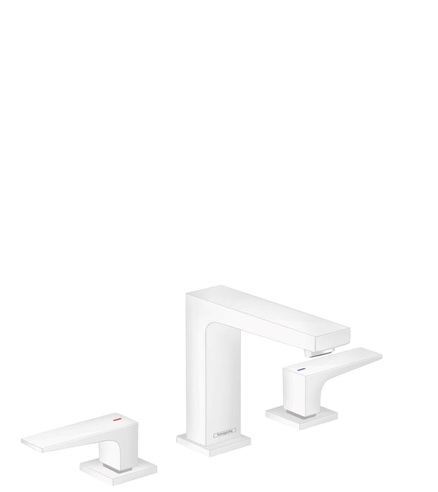 hansgrohe Metropol Widespread Faucet 110 with Lever Handles and Pop-Up Drain, 1.2 GPM, matte white
