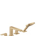 hansgrohe Metropol 4-Hole Roman Tub Set Trim with Lever Handles and 1.75 GPM Handshower, brushed bronze