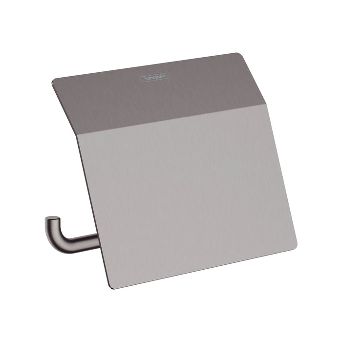 hansgrohe AddStoris Toilet Paper Holder with Cover, brushed black chrome