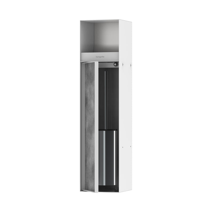 hansgrohe XtraStoris Rock Recessed Toilet Brush Holder with Toilet Paper Holder & Tileable Door, matte white