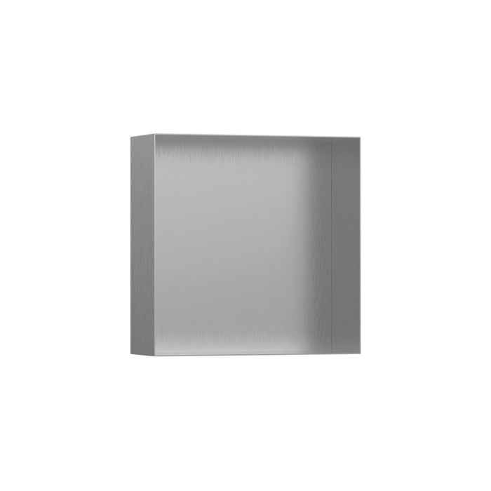 hansgrohe XtraStoris Minimalistic Wall Niche with Open Frame 12"x 12"x 4", brushed stainless steel