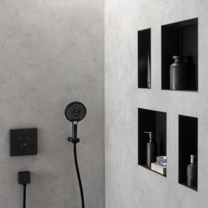 hansgrohe XtraStoris Minimalistic Wall Niche with Open Frame 12"x 12"x 4", matte black - view 6