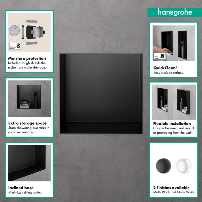hansgrohe XtraStoris Minimalistic Wall Niche with Open Frame 12"x 12"x 5.5"