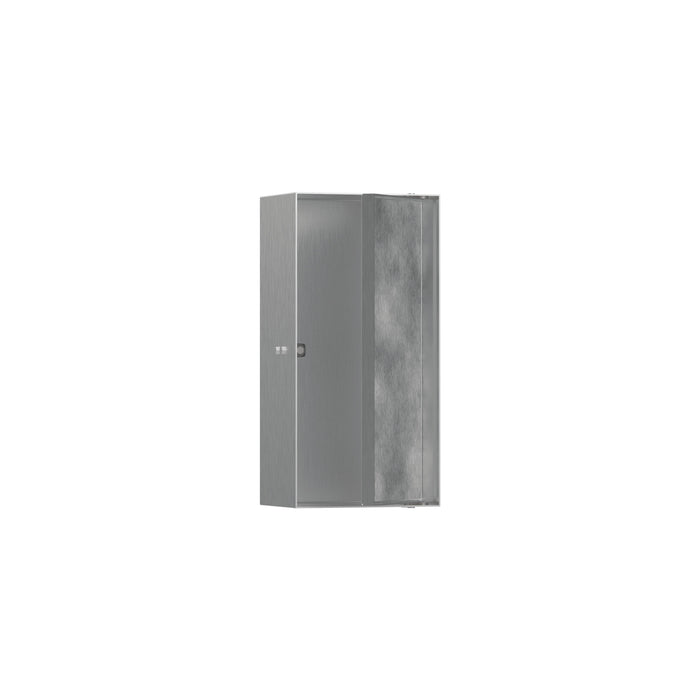 hansgrohe XtraStoris Rock Wall Niche with Tileable Door 12"x 6"x 4", brushed stainless steel