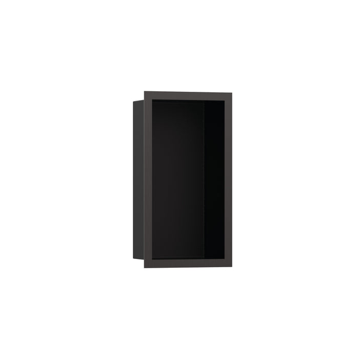 hansgrohe XtraStoris Individual Wall Niche Matte Black with Design Frame 12"x 6"x 4", brushed black chrome