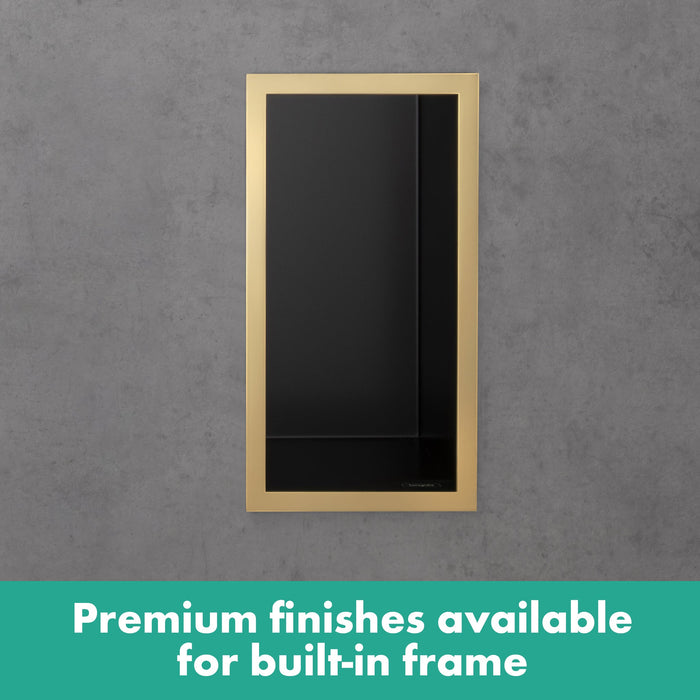 hansgrohe XtraStoris Individual Wall Niche Matte Black with Design Frame 12"x 6"x 4", brushed stainless steel - view 4