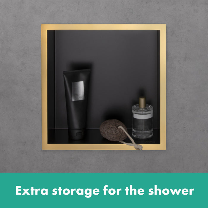 hansgrohe XtraStoris Individual Wall Niche Brushed Stainless Steel with Design Frame 12"x 12"x 4"