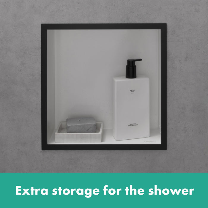 hansgrohe XtraStoris Individual Wall Niche Matte White with Design Frame 12"x 12"x 4"