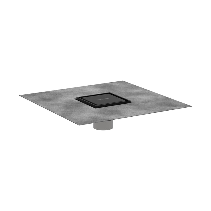 hansgrohe RainDrain Brilliance Point Drain Set 4"x 4" Trim Tileable Rear Cover and Rough, matte black
