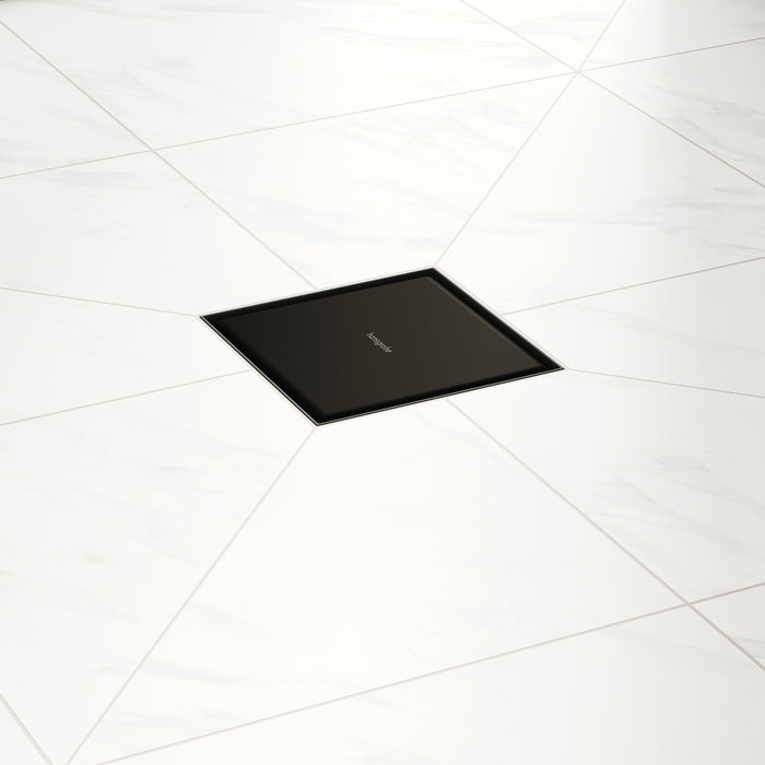hansgrohe RainDrain Brilliance Point Drain Set 4"x 4" Trim Tileable Rear Cover and Rough, matte black - view 5